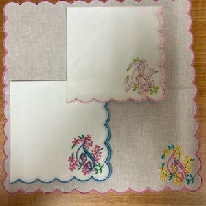Embroidered Floral Cotton Napkins - Set of 3